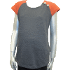 Charcoal Stretch French Terry Vest with Rust Raglan Sleeve