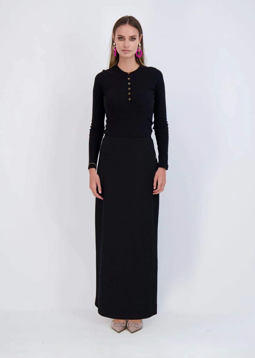 Ladies Long Ribbed 39" Inch Skirt with a Side Tag - M472RL