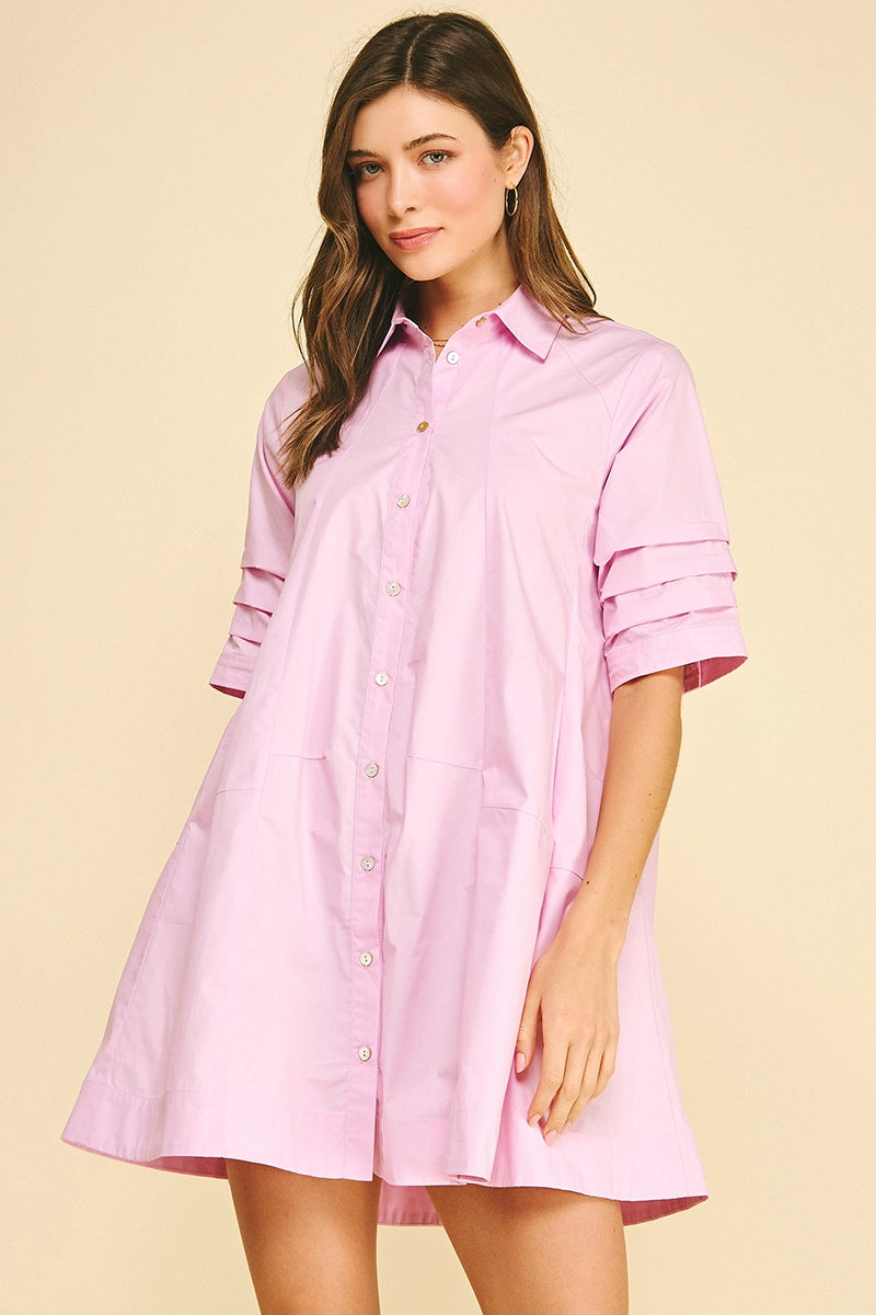 Button-down Poplin Mini Dress - 6896D