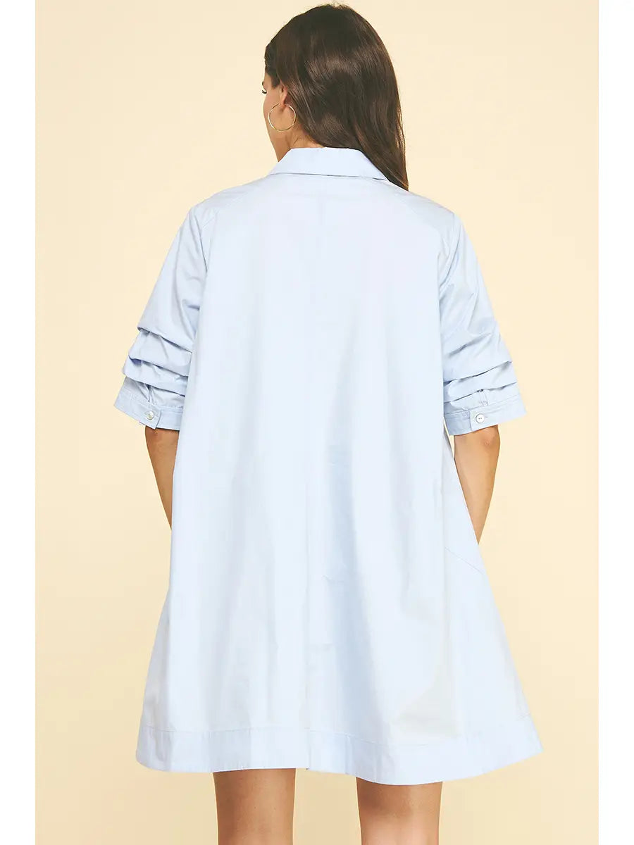 Button-down Poplin Mini Dress - 6896D