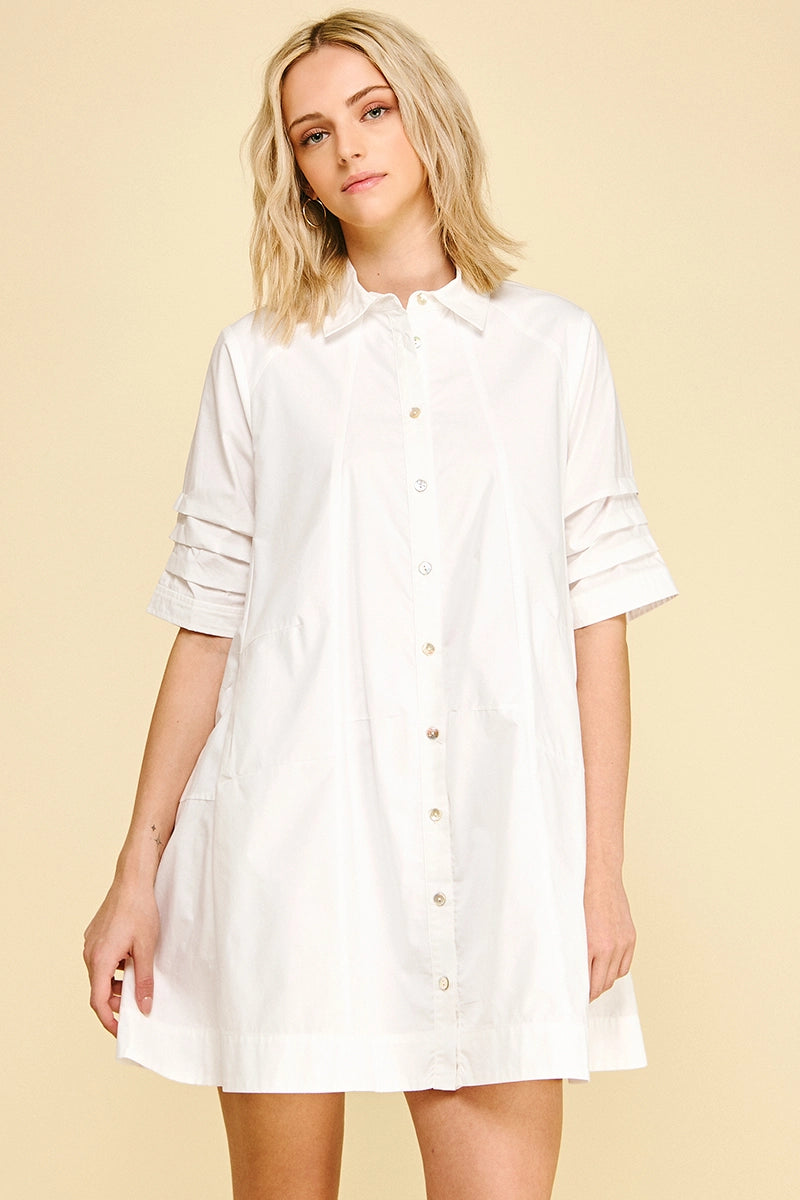 Button-down Poplin Mini Dress - 6896D