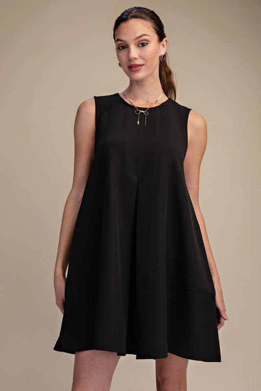 Round Neck Sleeveless Pleated Tunic Top - GD9794