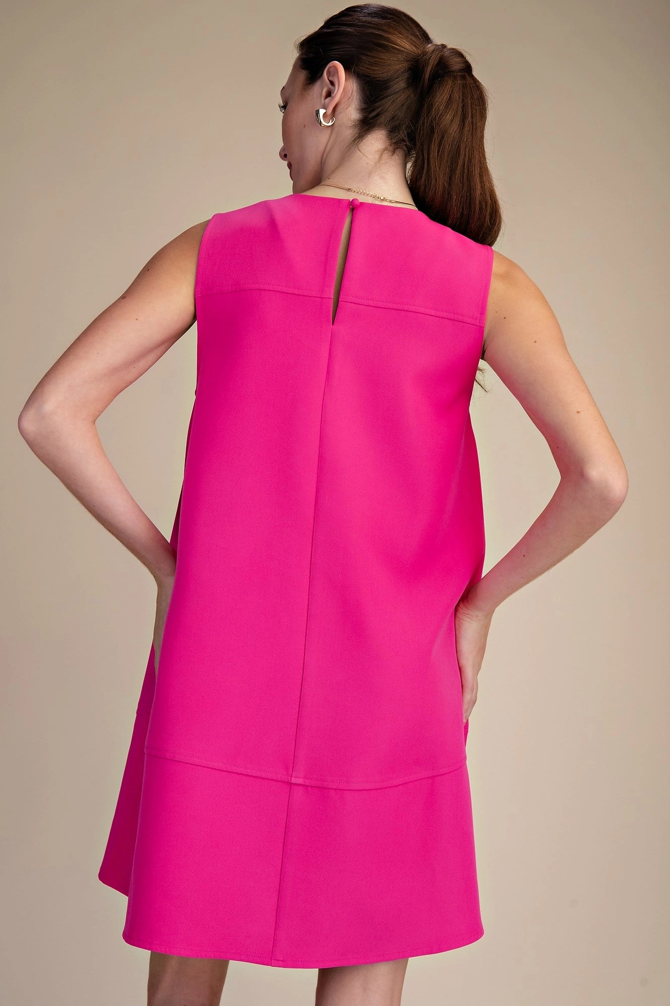 Round Neck Sleeveless Pleated Tunic Top - GD9794