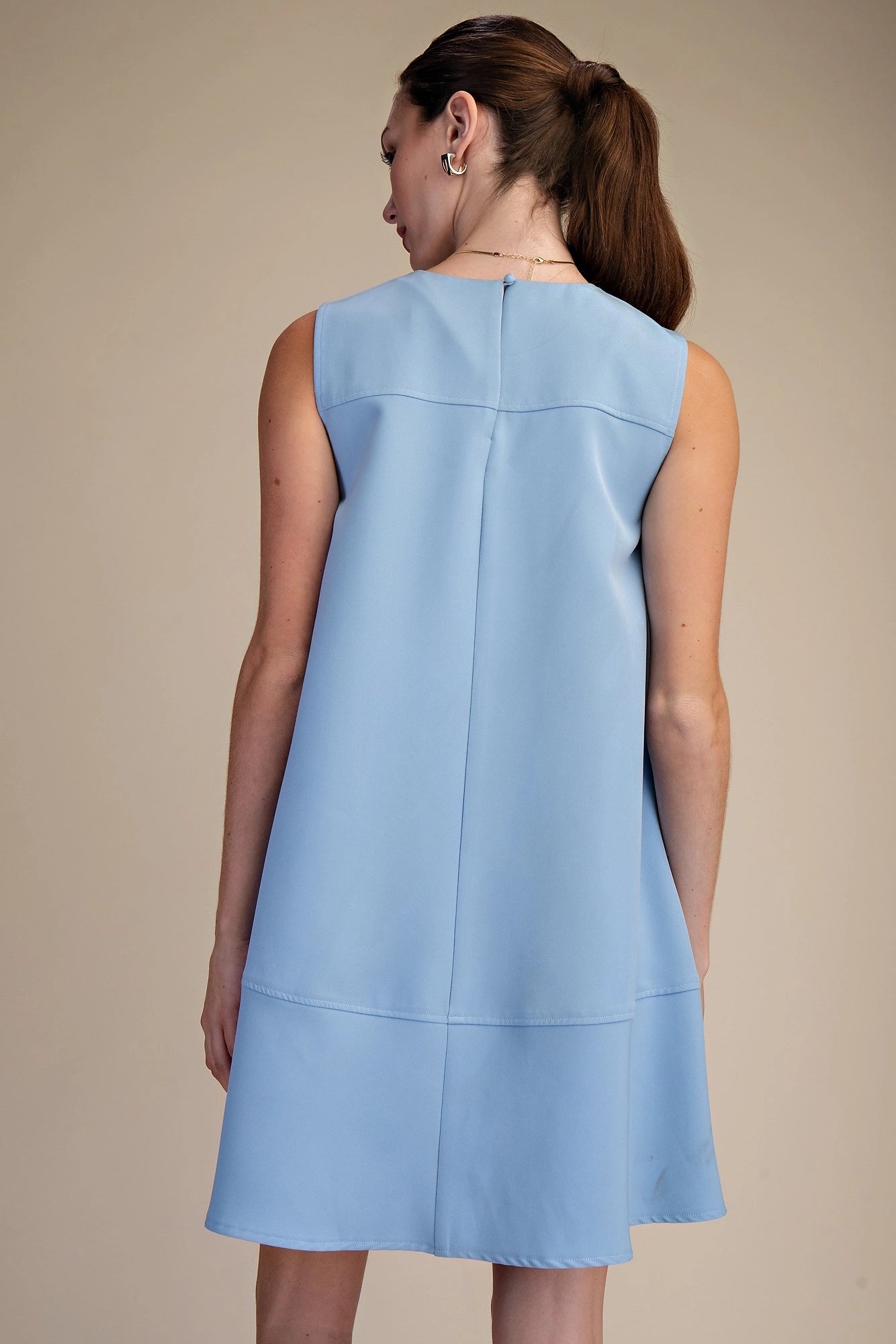 Round Neck Sleeveless Pleated Tunic Top - GD9794
