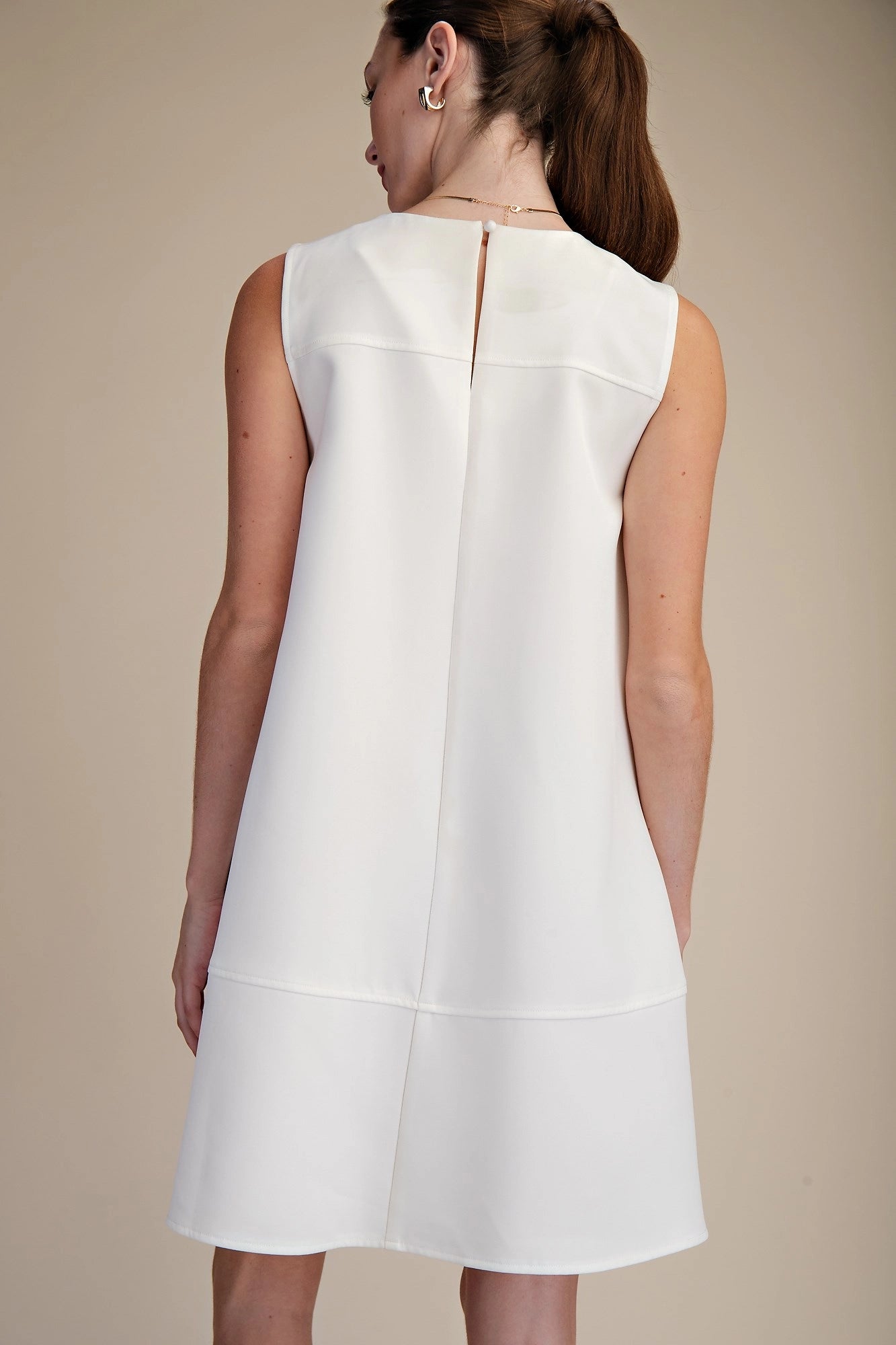 Round Neck Sleeveless Pleated Tunic Top - GD9794