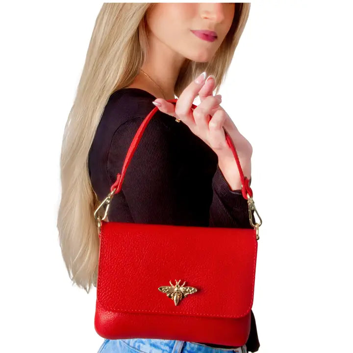 Germán Fuentes Genuine Italian Leather Butterfly Croc-Embossed Crossbody Mini Bag - GF1150