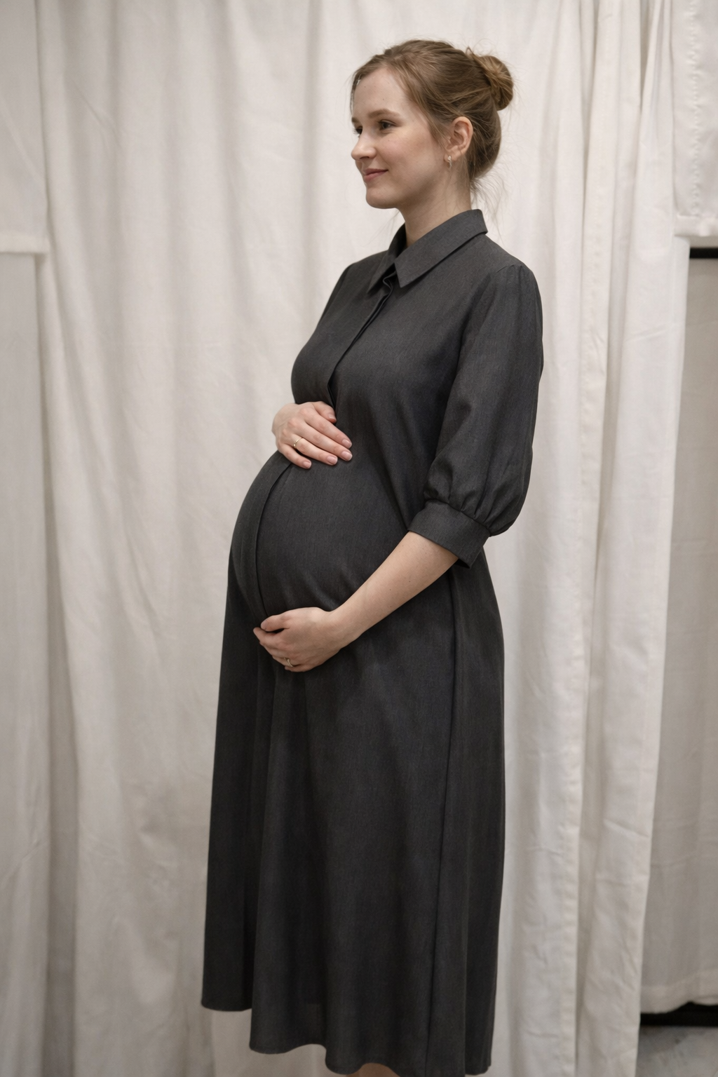 Midi Button Shirt-Dress - DR203DN - Denim-Look